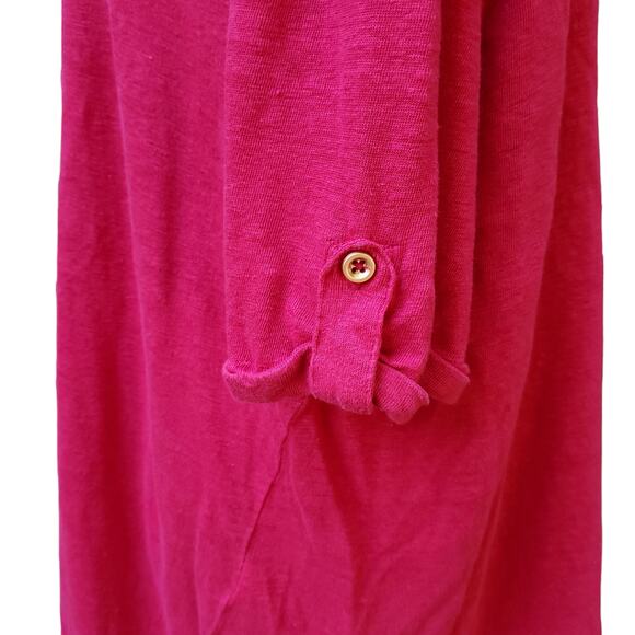Chico's Sz 4 Pink Linen Collared Polo Shirt Top Short Sleeve Snap Closure Sz XXL - Picture 8 of 10
